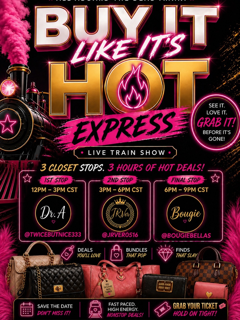 🔥 BUY IT LIKE IT’S HOT EXPRESS 🔥 LIVE TRAIN SHOW DEALS • BUNDLES • STEALS